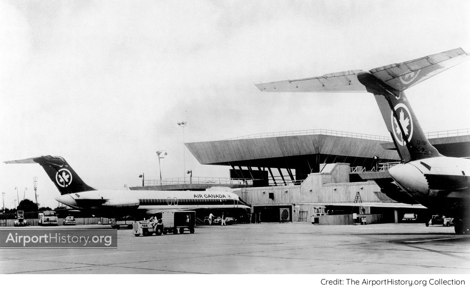 A 1970 airside view of the BOAC/British Airways Terminal (T7) at Kennedy Airport, New York