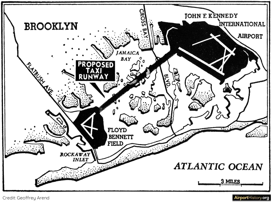 A plan to build runways into Jamaica Bay at Kennedy Airport, New York.