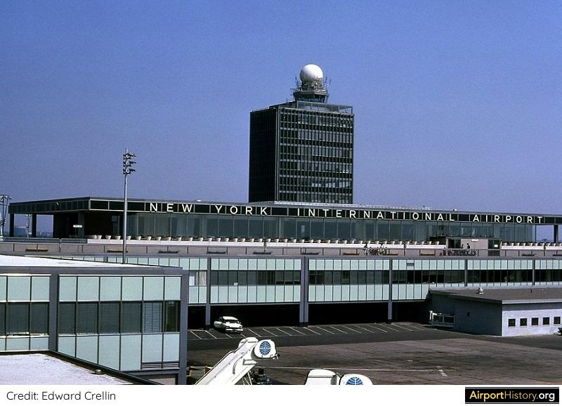 An early 1960s airside exterior view of the IAB at New York's Idlewild Airport