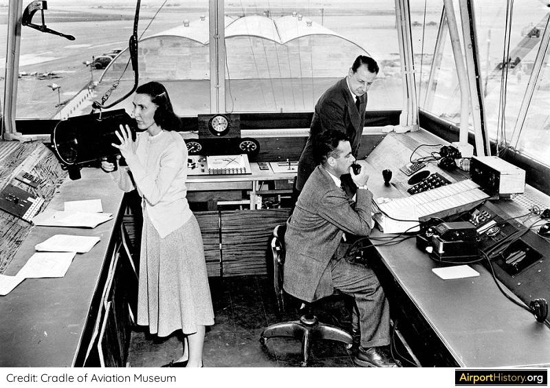 An interior view of the control tower at New York's Idlewild Airport