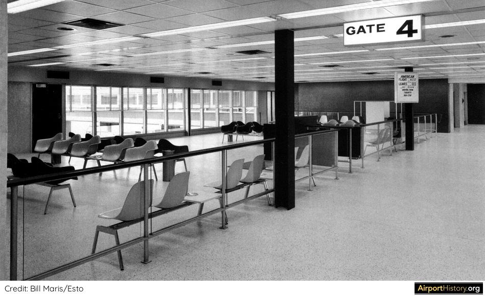 Interior view of a gate area in the American Airlines terminal at New York's Idlewild Airport