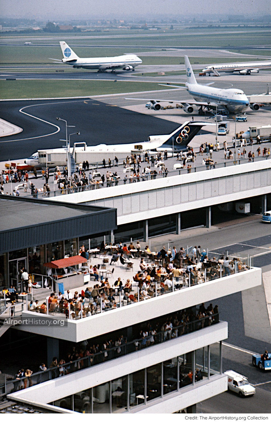 Amsterdam Schiphol Airport's Panorama Terrace in the 1970s.