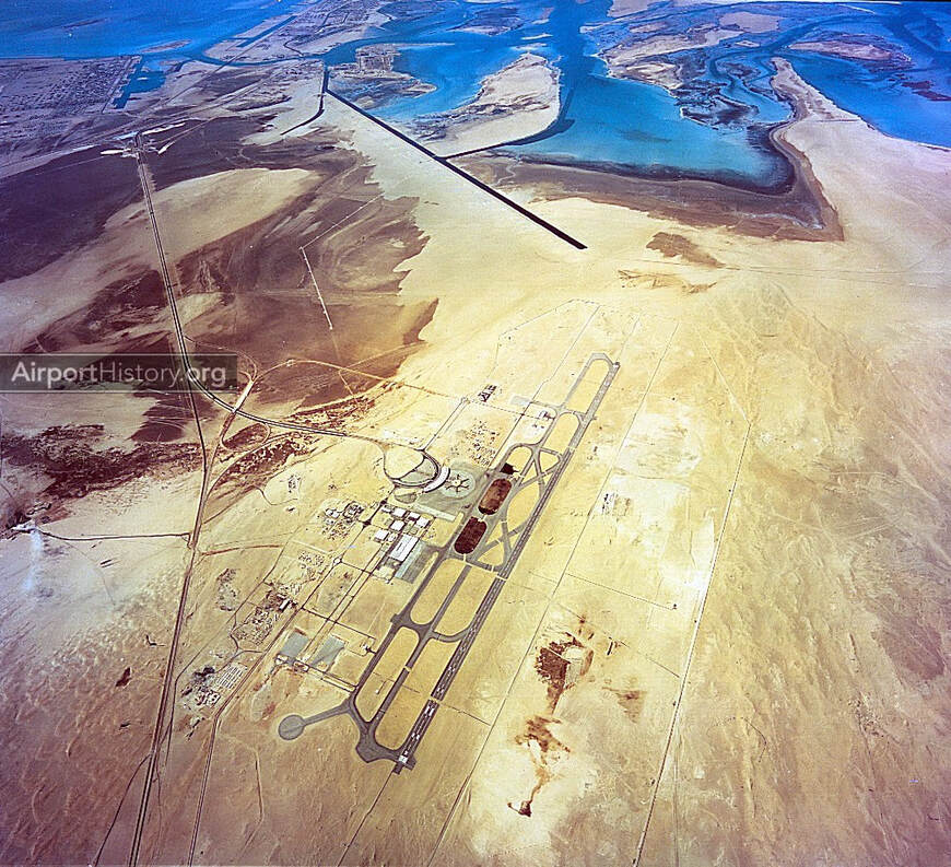 A 1982 aerial image of Abu Dhabi International Airport