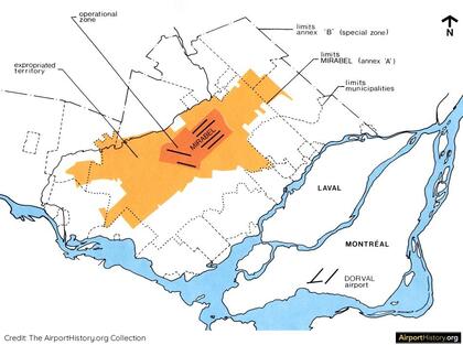 Montreal Mirabel Airport expropriation bufferzone