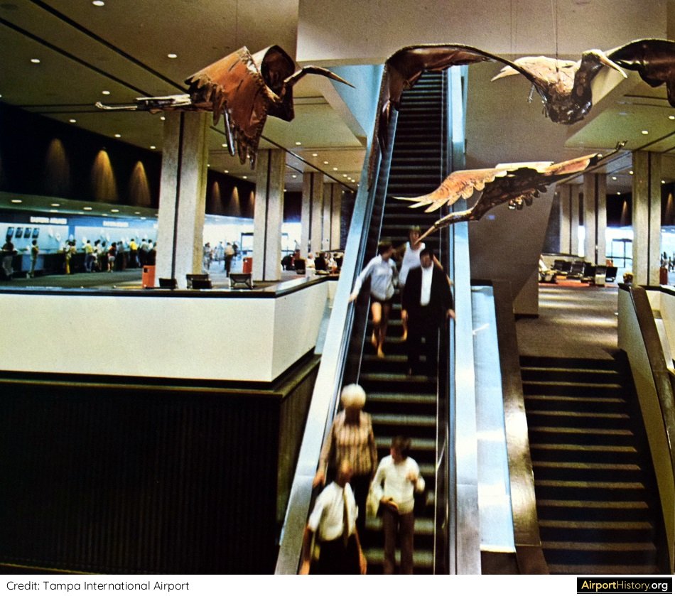 An interior view of Tampa International Airport in the early 1970s.
