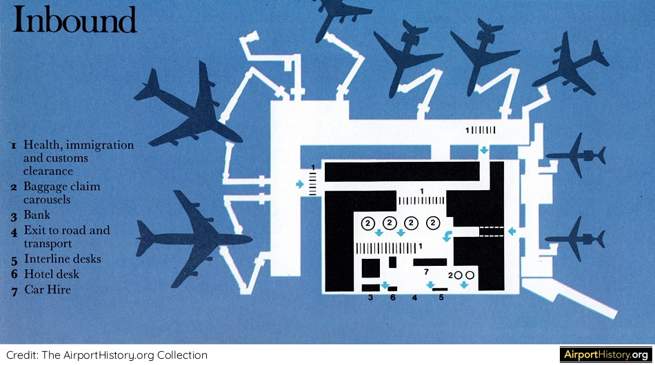 A map of the BOAC/British Airways Terminal at Kennedy Airport, New York