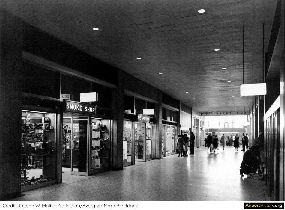 A view of the concession arcade in the Eastern Air Lines terminal at New York's Idlewild Airport