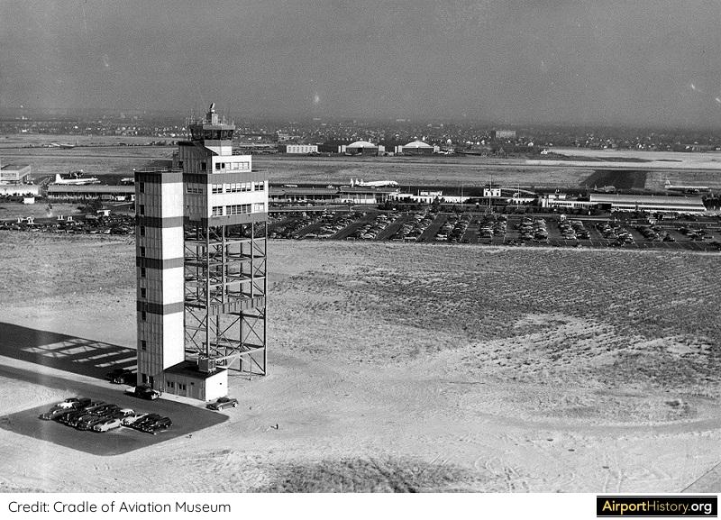 A 1952 view of the new 11-floor control tower at New York Idlewild Airport