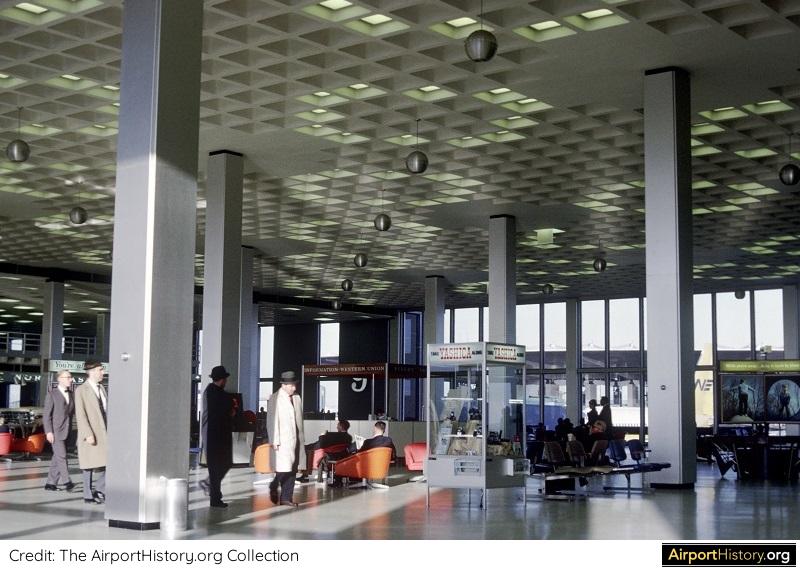 An interior view of the terminal for Northeast, Braniff and Northwest