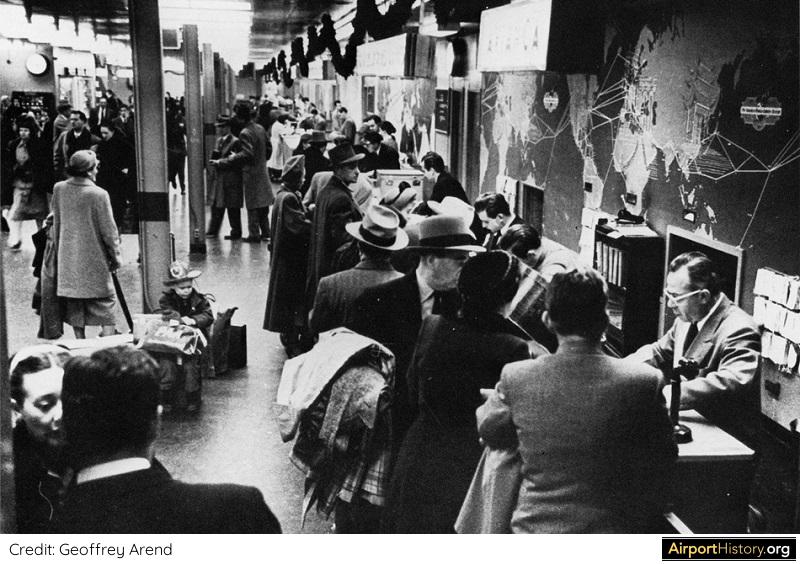 New York Idlewild Airport terminal interior in 1950