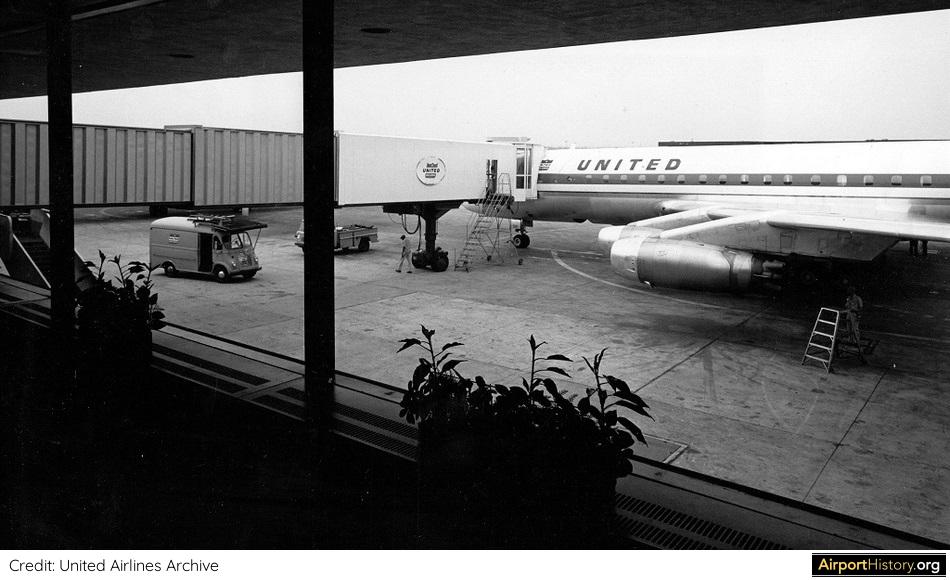 A view from the gate lounge at the United Airlines at New York's Idlewild Airport
