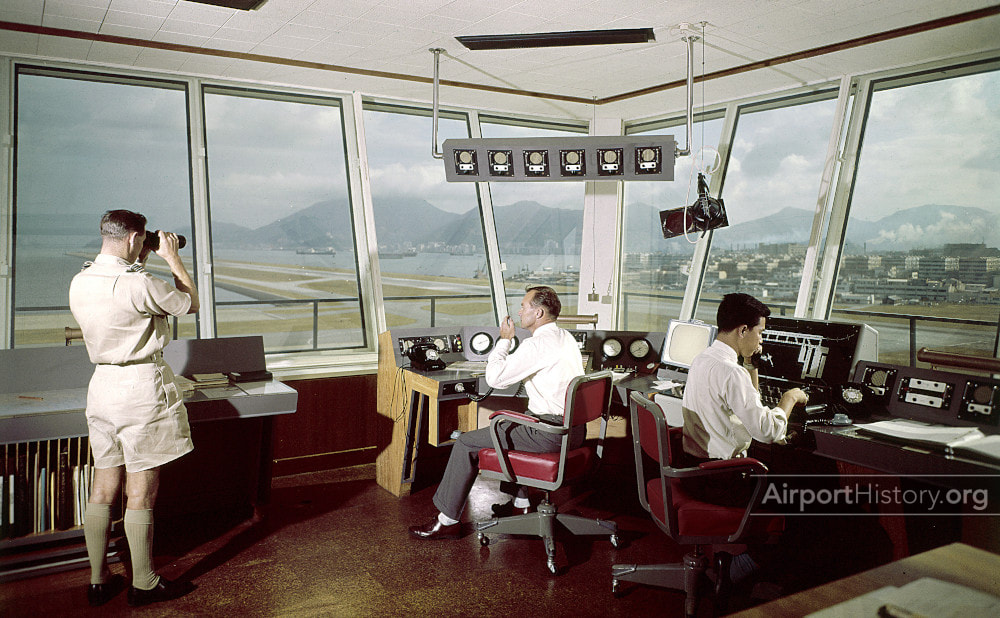 The Hong Kong Kai Tak Airport ATC tower in 1962