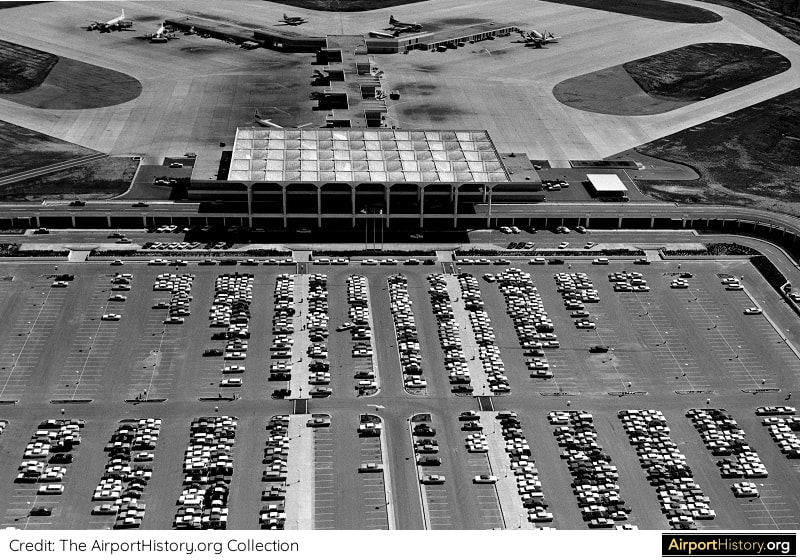 An aerial view of Memphis Airport ca. 1963.