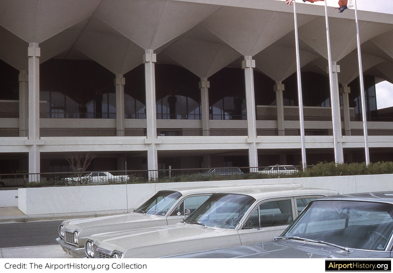 An exterior view of the Memphis Airport terminal in 1963.