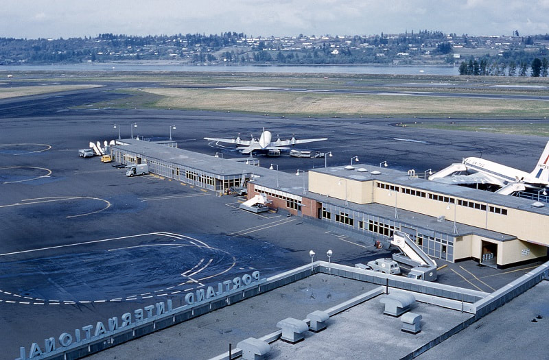 A rampview of Portland international Airport in the early 1960s.