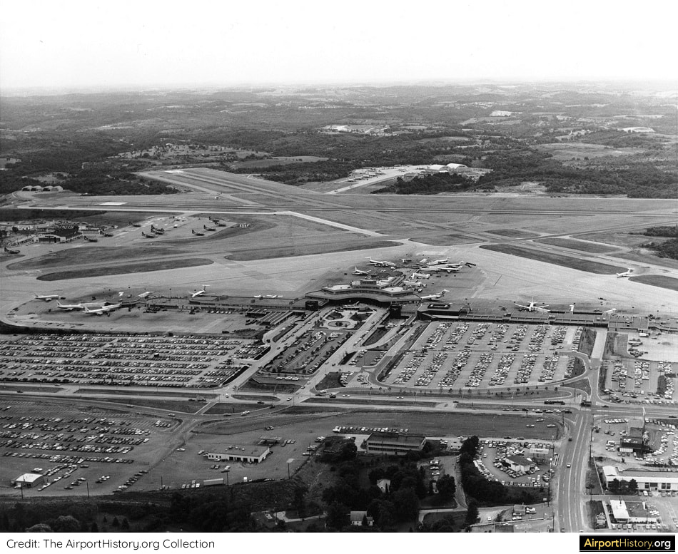 An aerial of Pittsburgh International Airport in the early 1970s