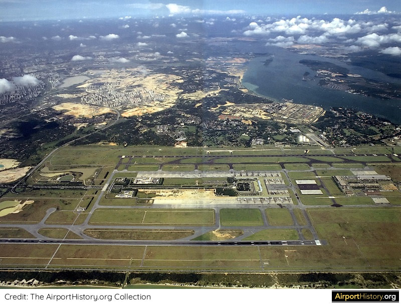 An aerial view of Singapore Changi Airport in the mid 1980s
